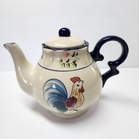 Cracker Barrel Farmhouse Rooster Porcelain Tea Pot - Picture 1 of 9